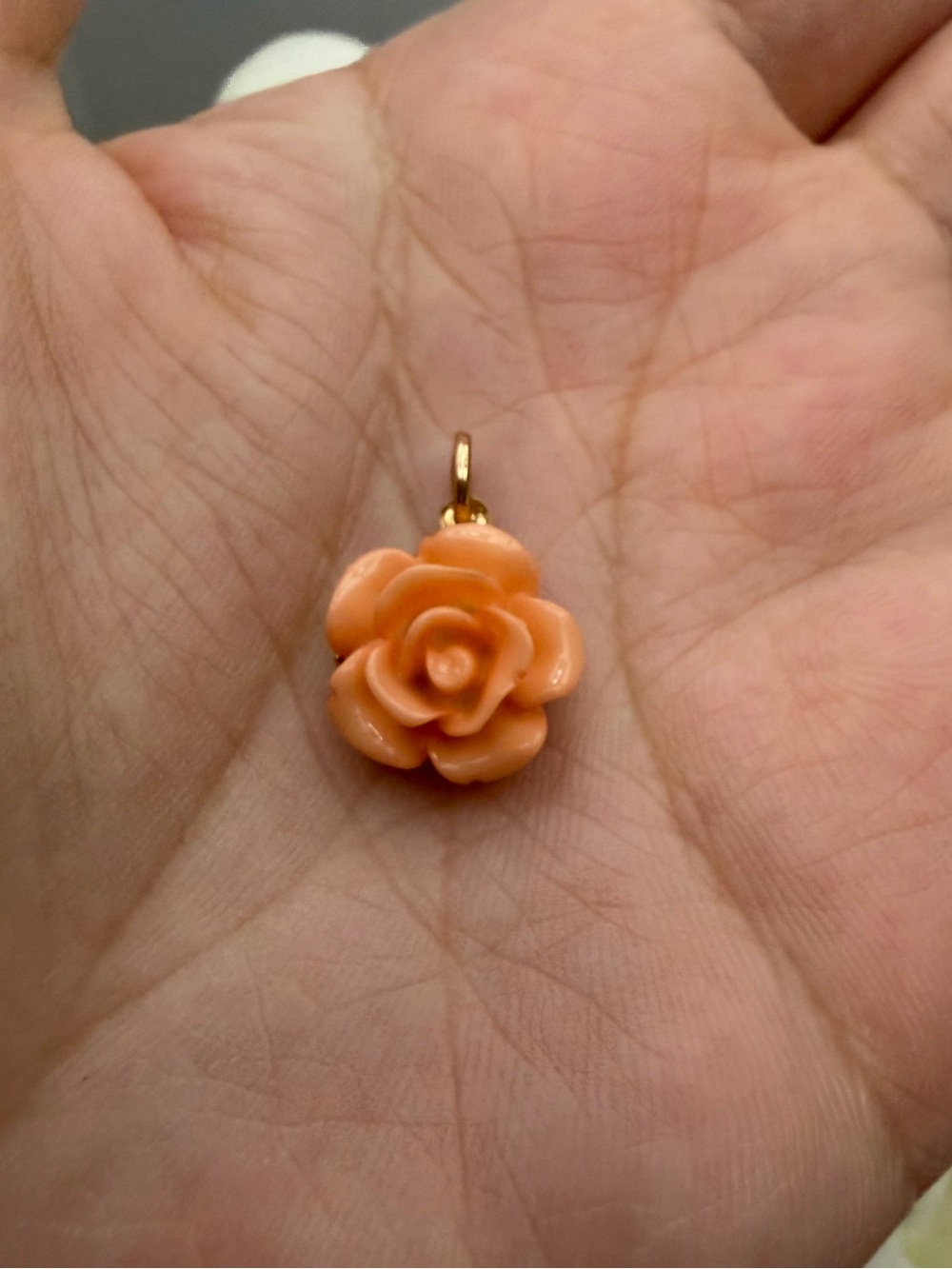 Delicate Rose Pendant Charm in Peach Pink